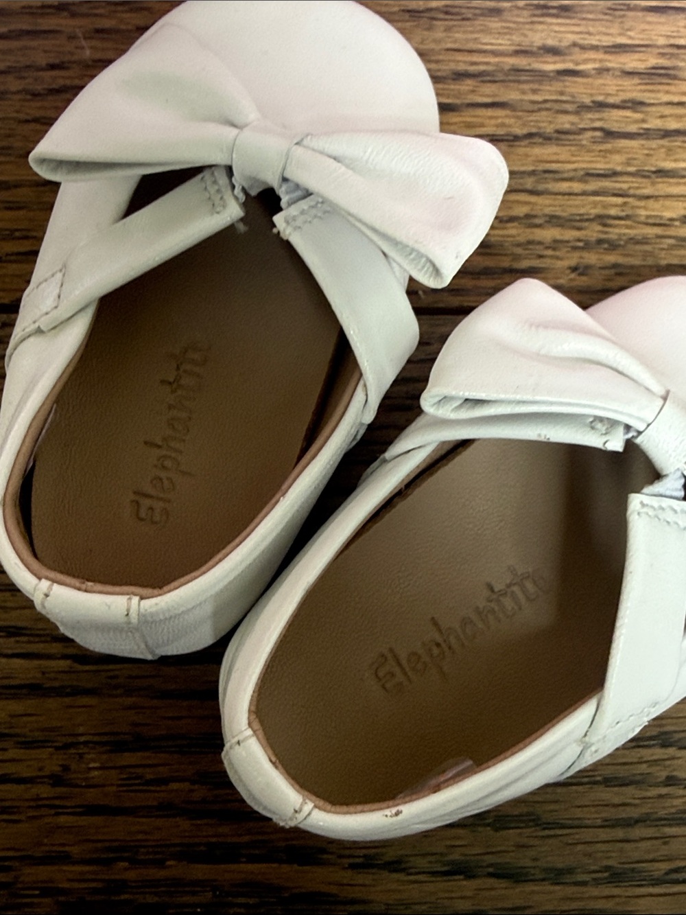 Elephantito Cream Bow Slip-On Baby Shoes size 3 baby walker NWOT - Picture 4 of 11